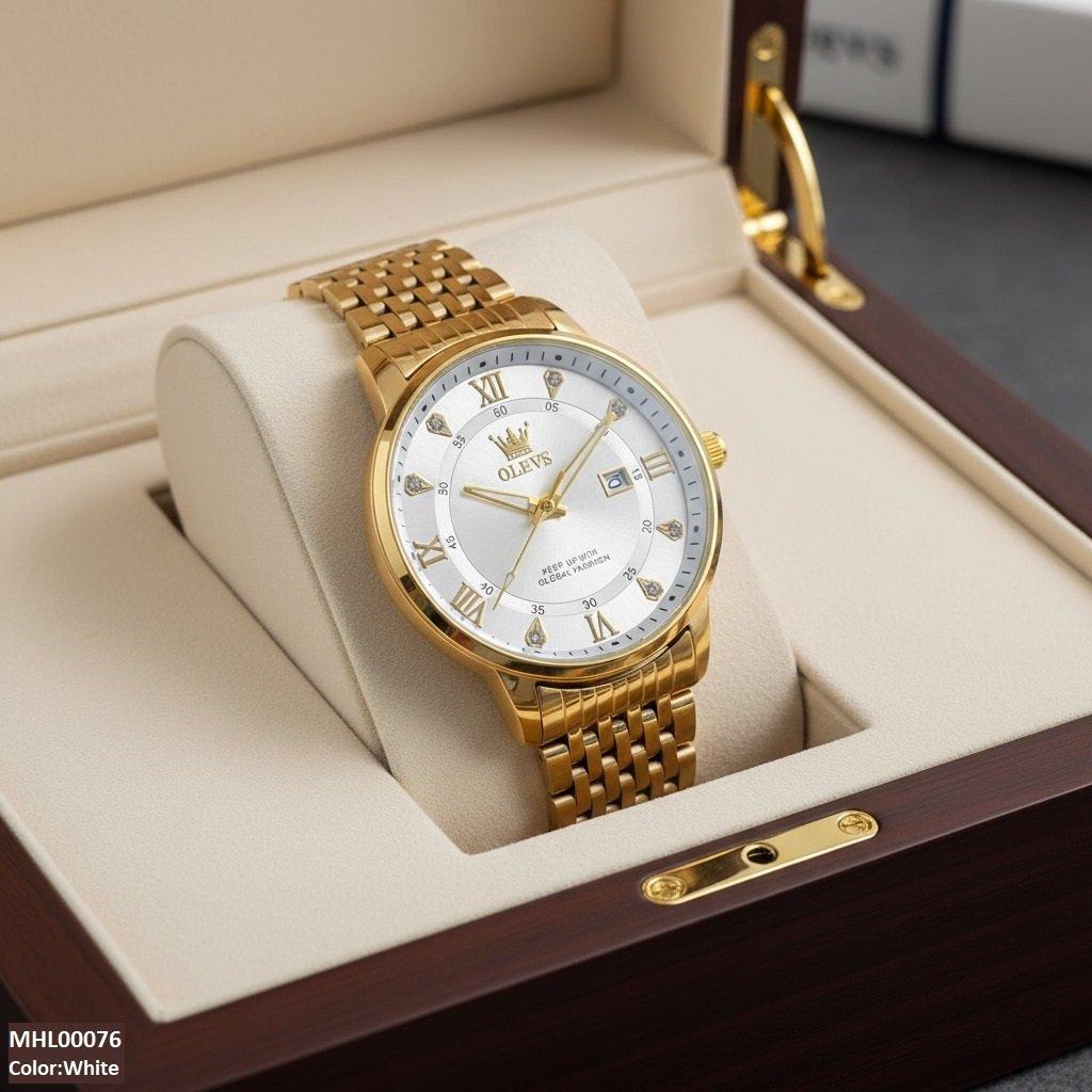 Round Stone Dial Men's Watch