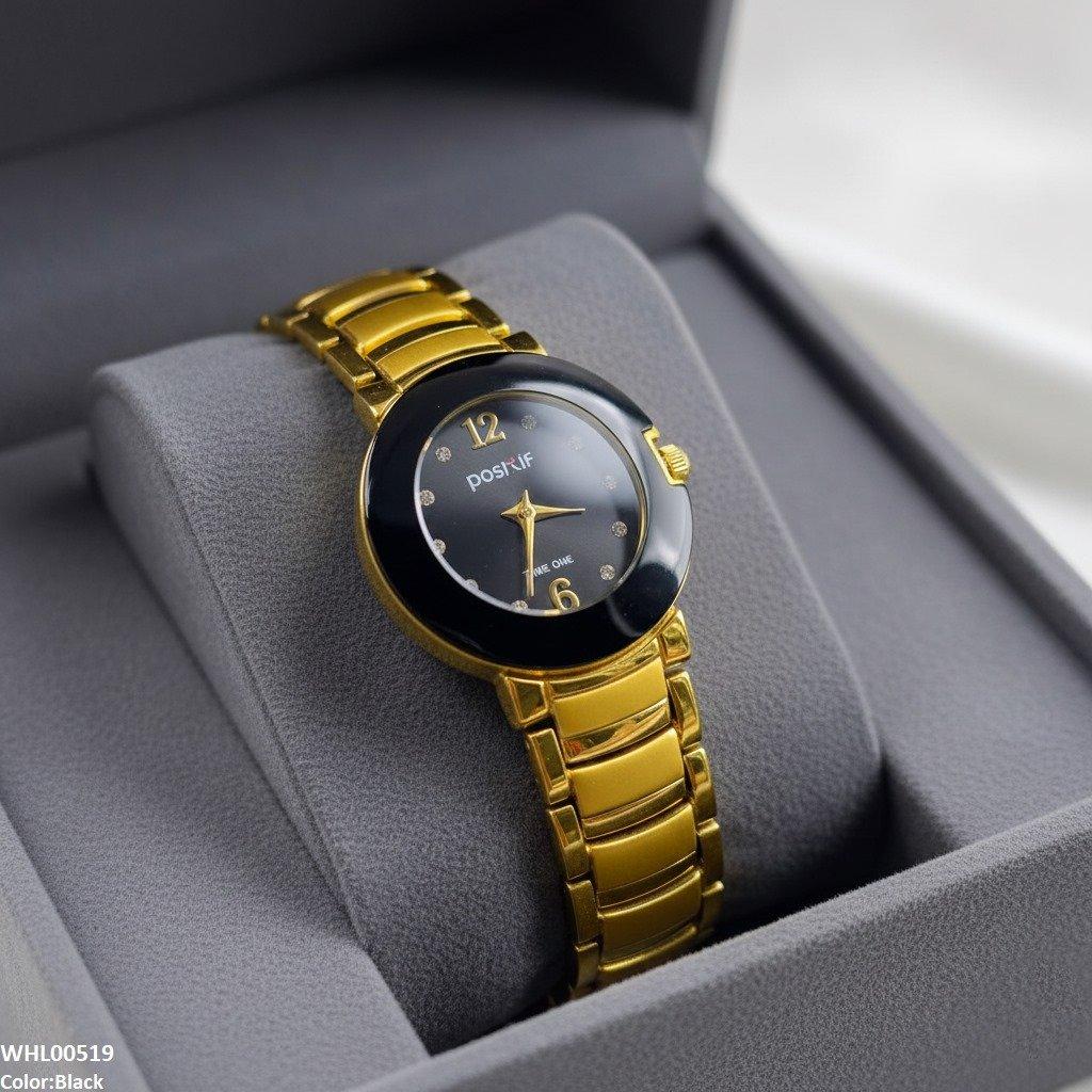 Round Black Bezel Women's Watch