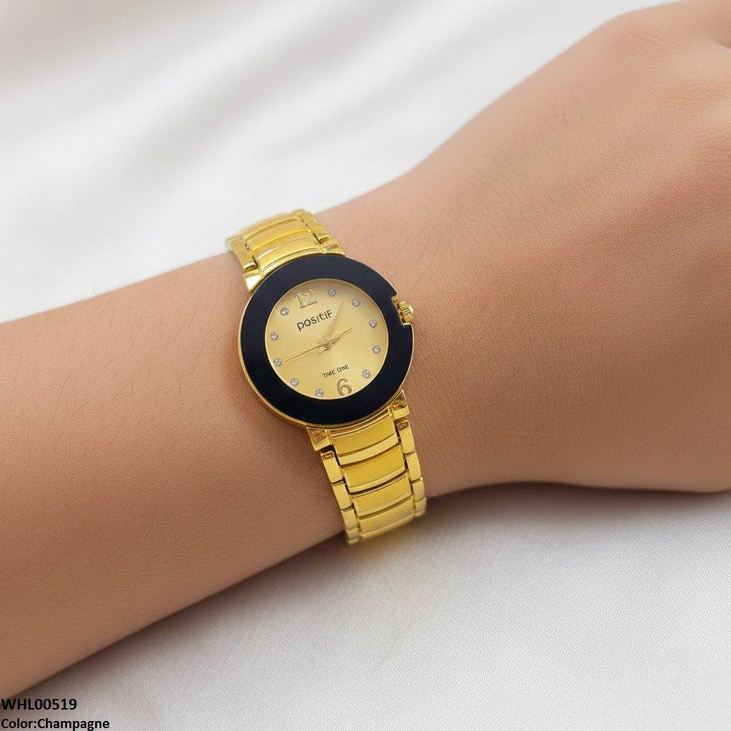 Round Black Bezel Women's Watch
