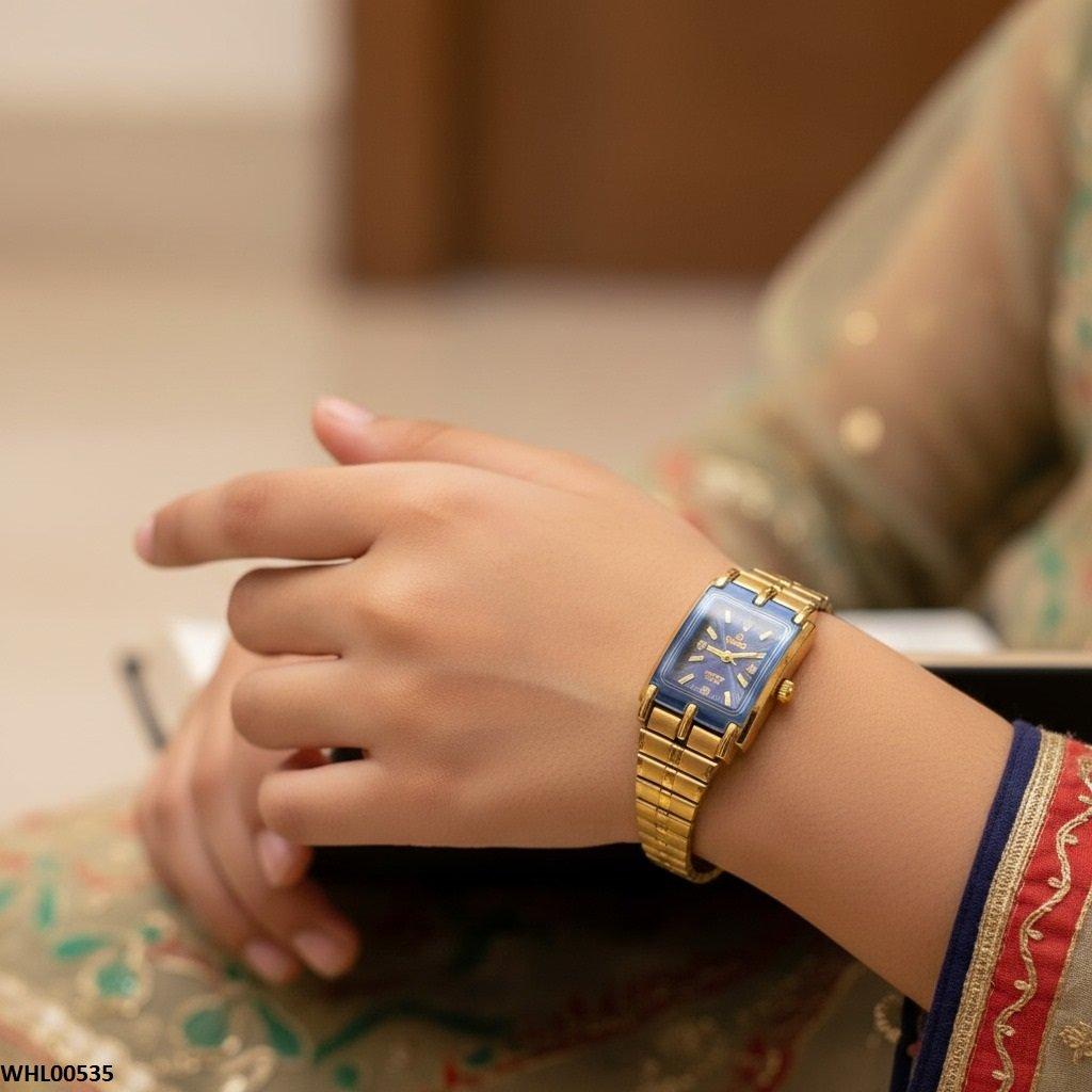Rectangle Blue Dial Women's Watch