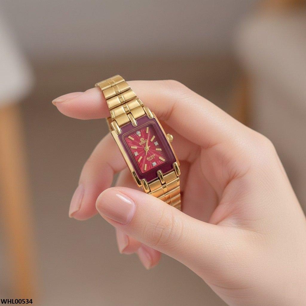 Rectangle Red Dial Women's Watch