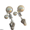 Square/Pearl Crown Drop Earrings