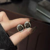 Round Stone Hoops Pair