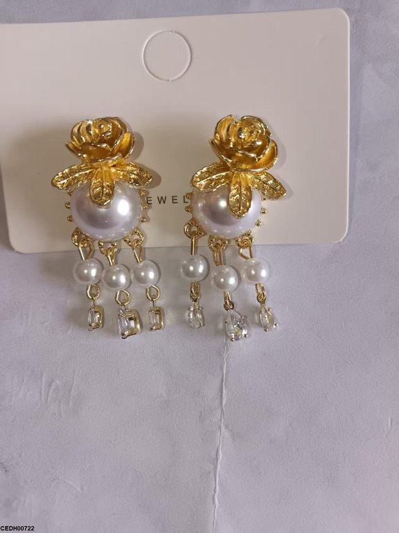 Flower Pearl Drop Earrings