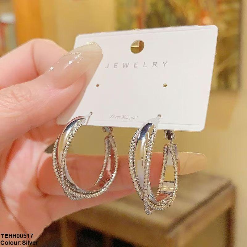Round Triple Layer Hoops Pair
