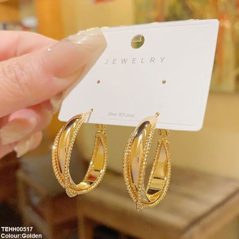 Round Triple Layer Hoops Pair