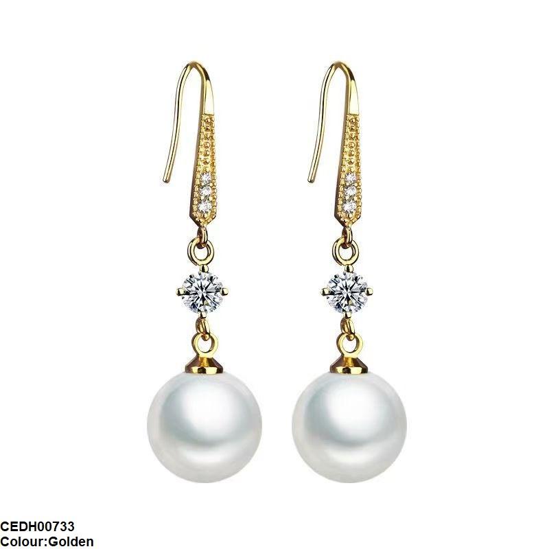 Round Pearl Drop Earrings