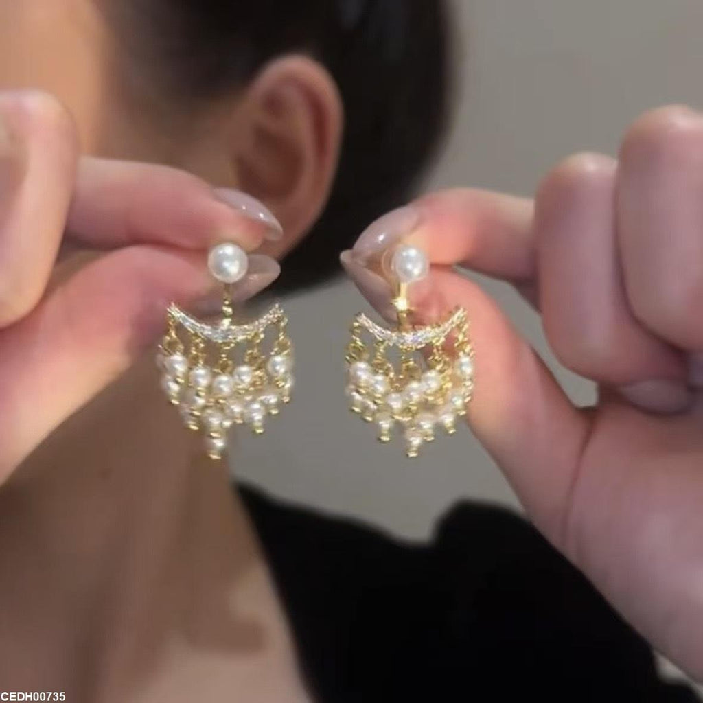 Crown Pearl Drop Earrings