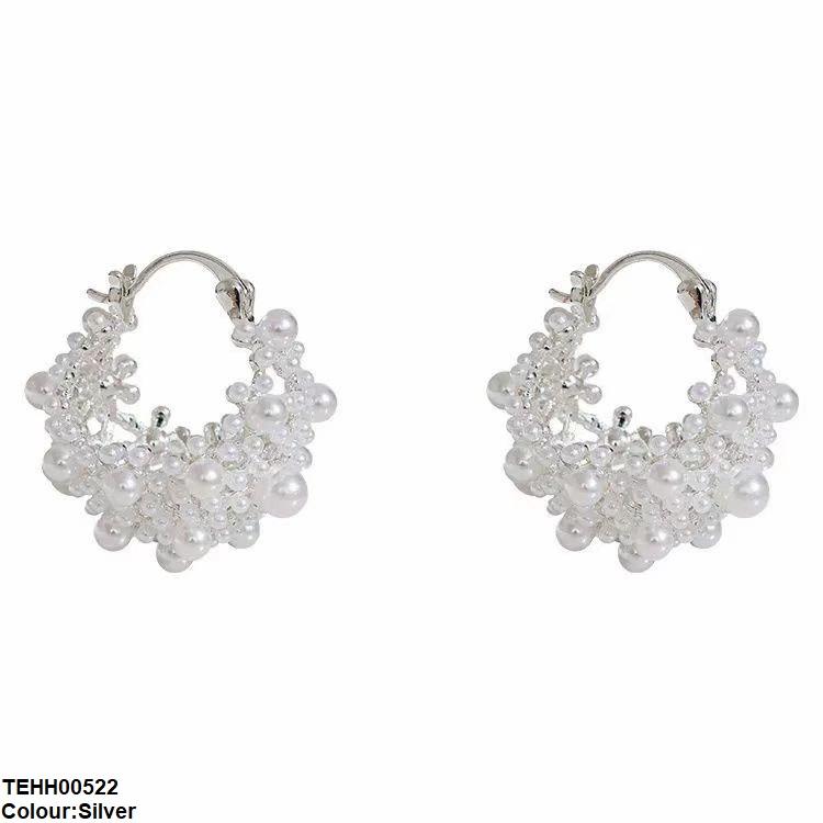 Round Pearl Hoops Pair