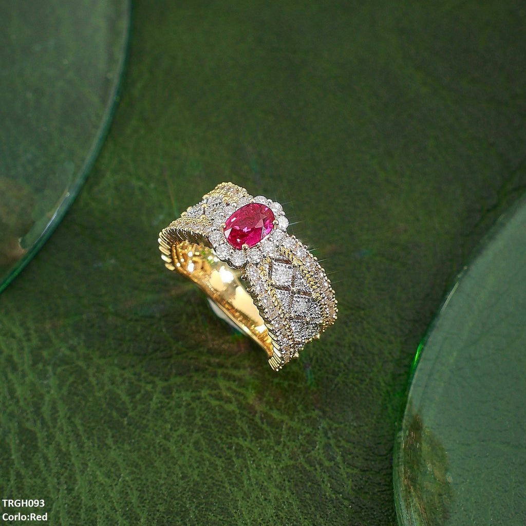 Oval/Circle Layered Zircon Ring Adjustable
