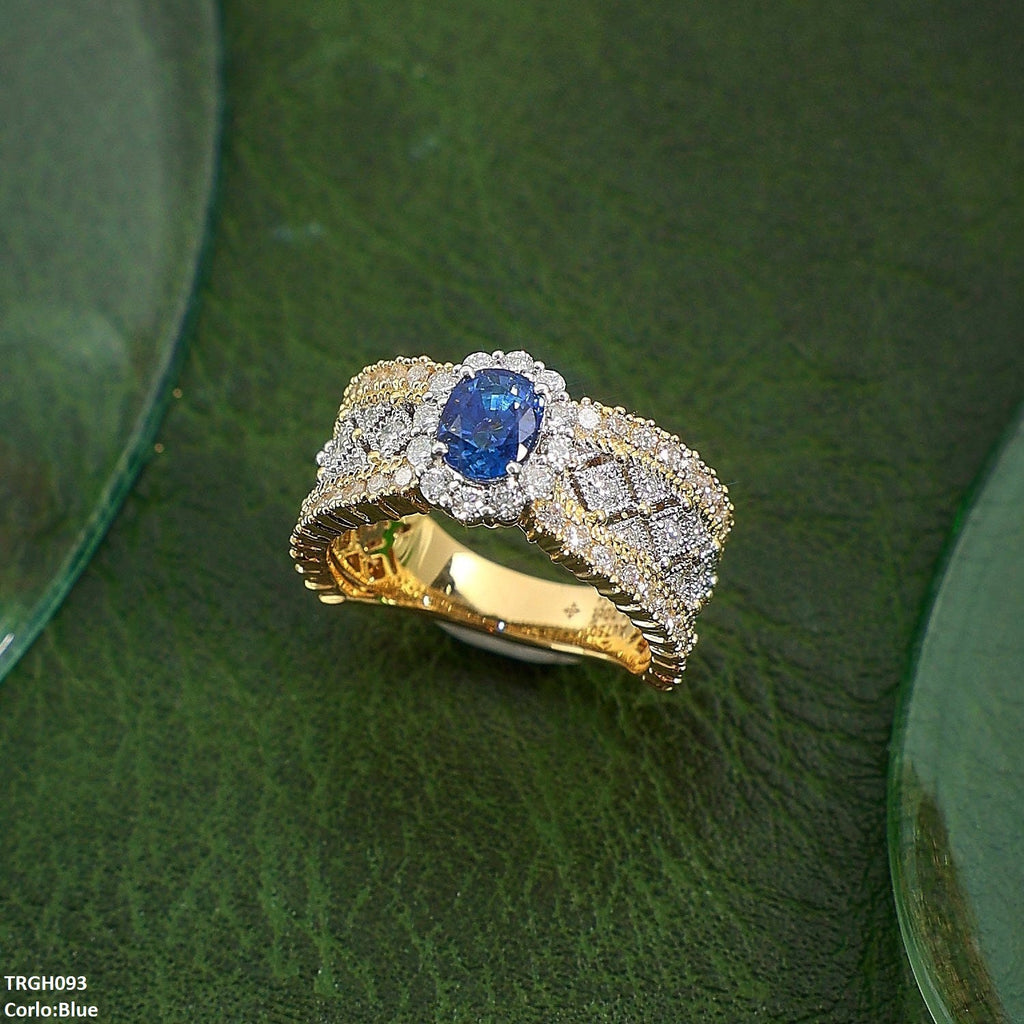 Oval/Circle Layered Zircon Ring Adjustable