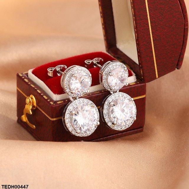 Round Zircon Stone Drop Earrings