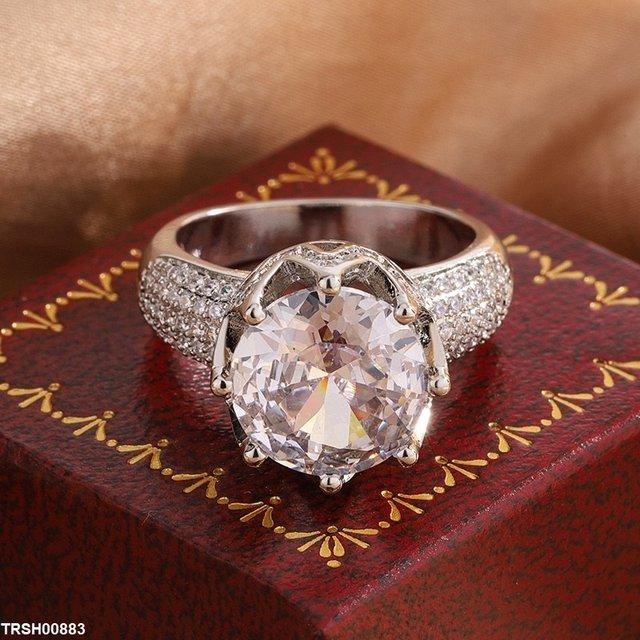 Round Cut Crown Zircon Ring