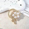 Ribbon/Retro Pearl Flower Zircon Broach
