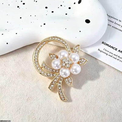 Ribbon/Retro Pearl Flower Zircon Broach