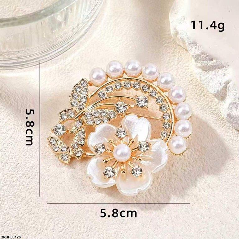 Butterfly/Pearl Flower Zircon Broach