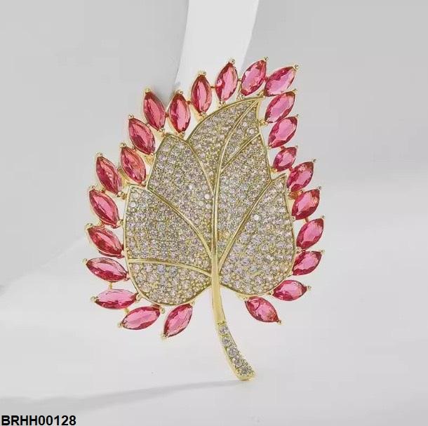 Maple Leaf Zircon Broach