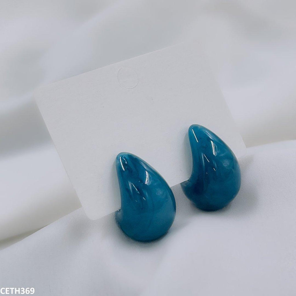 Blue Curved Stud Tops Pair