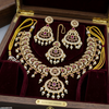 Oval Flower Pearl Drop Necklace Set