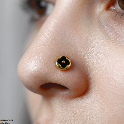 Round Clover Flower Stainless Steel Nose Pin