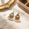 Antique Moon Pearl Drop Earrings