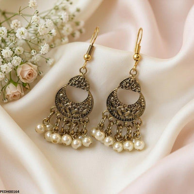 Antique Moon Pearl Drop Earrings
