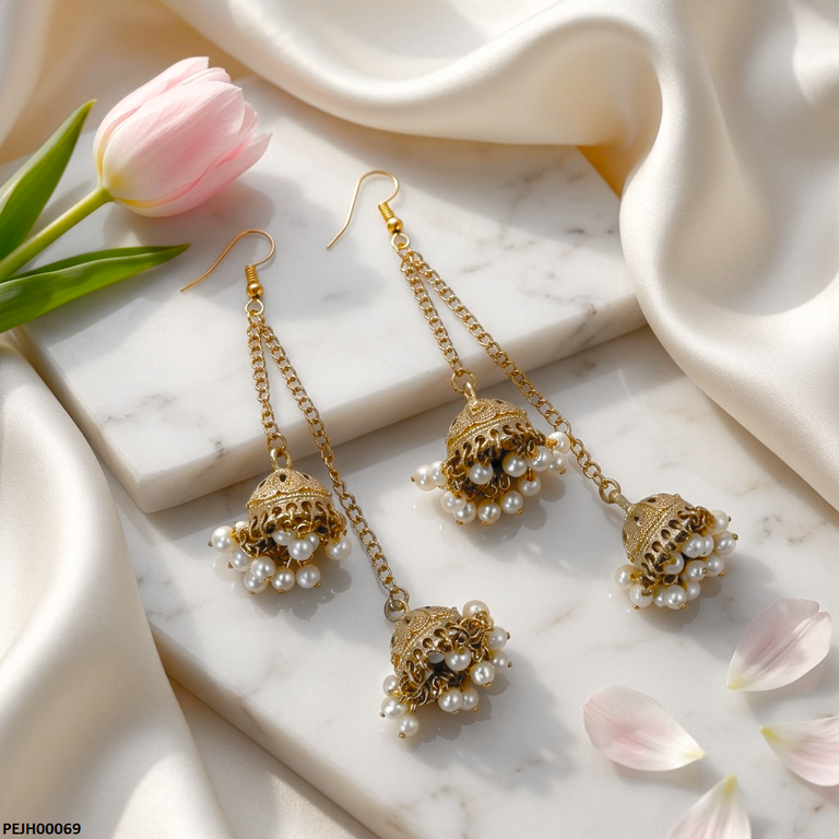 Antique Double Jhumki Pearl Drop