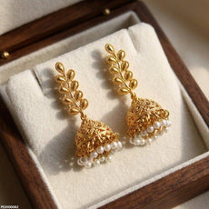 Double Leaf Pearl Drop Jhumki
