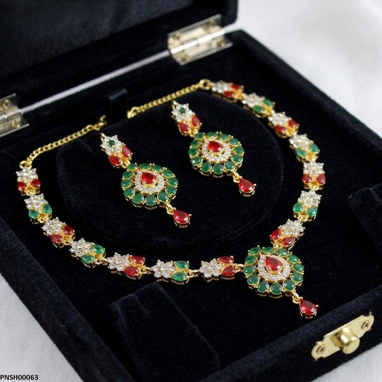 Multi Stone Tear Drop Necklace Set