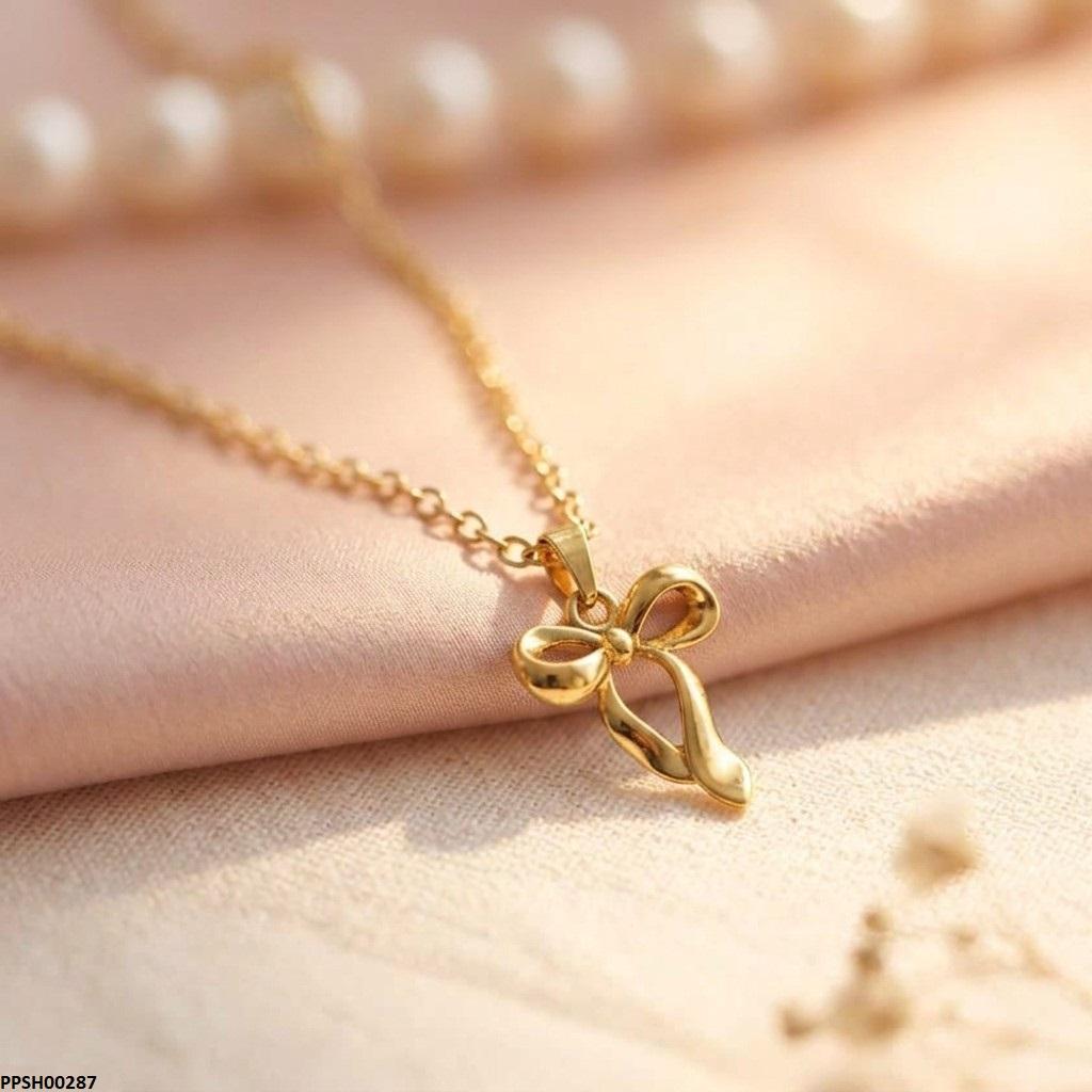Bow Drop Pedant With Chain