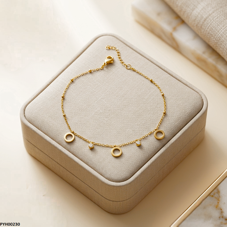 Stainless Steel Round Stone Anklet