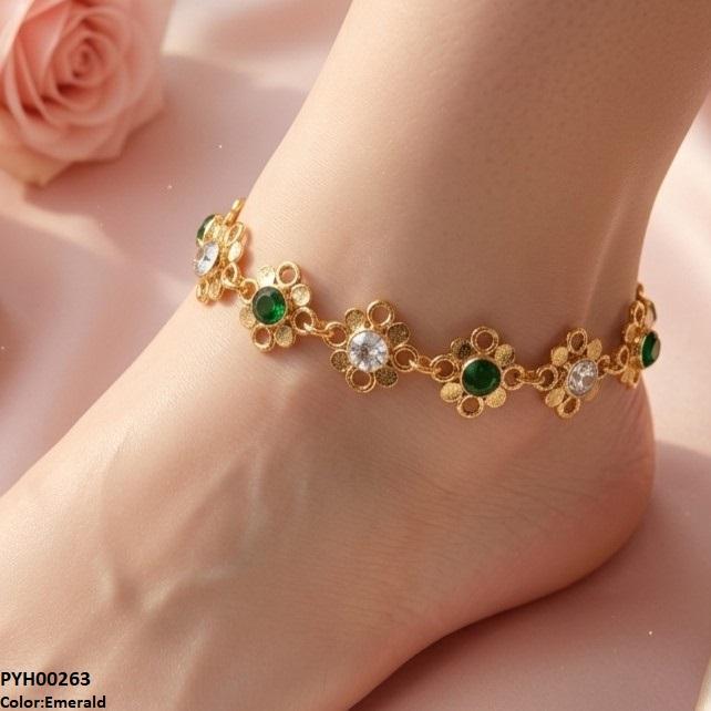 Flower Stone Single Anklet