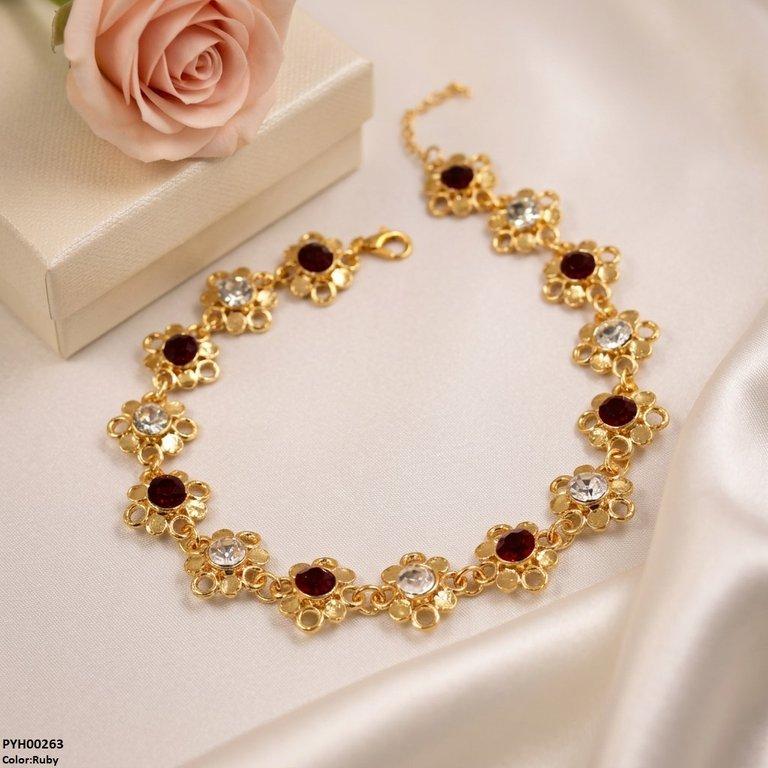 Flower Stone Single Anklet