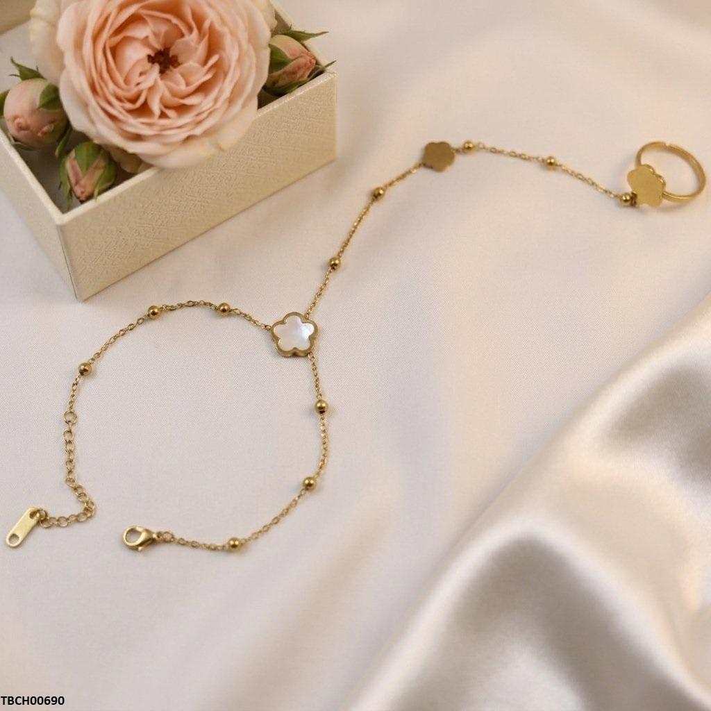 Stainless Steel Flower Angla Bracelet Adjustable