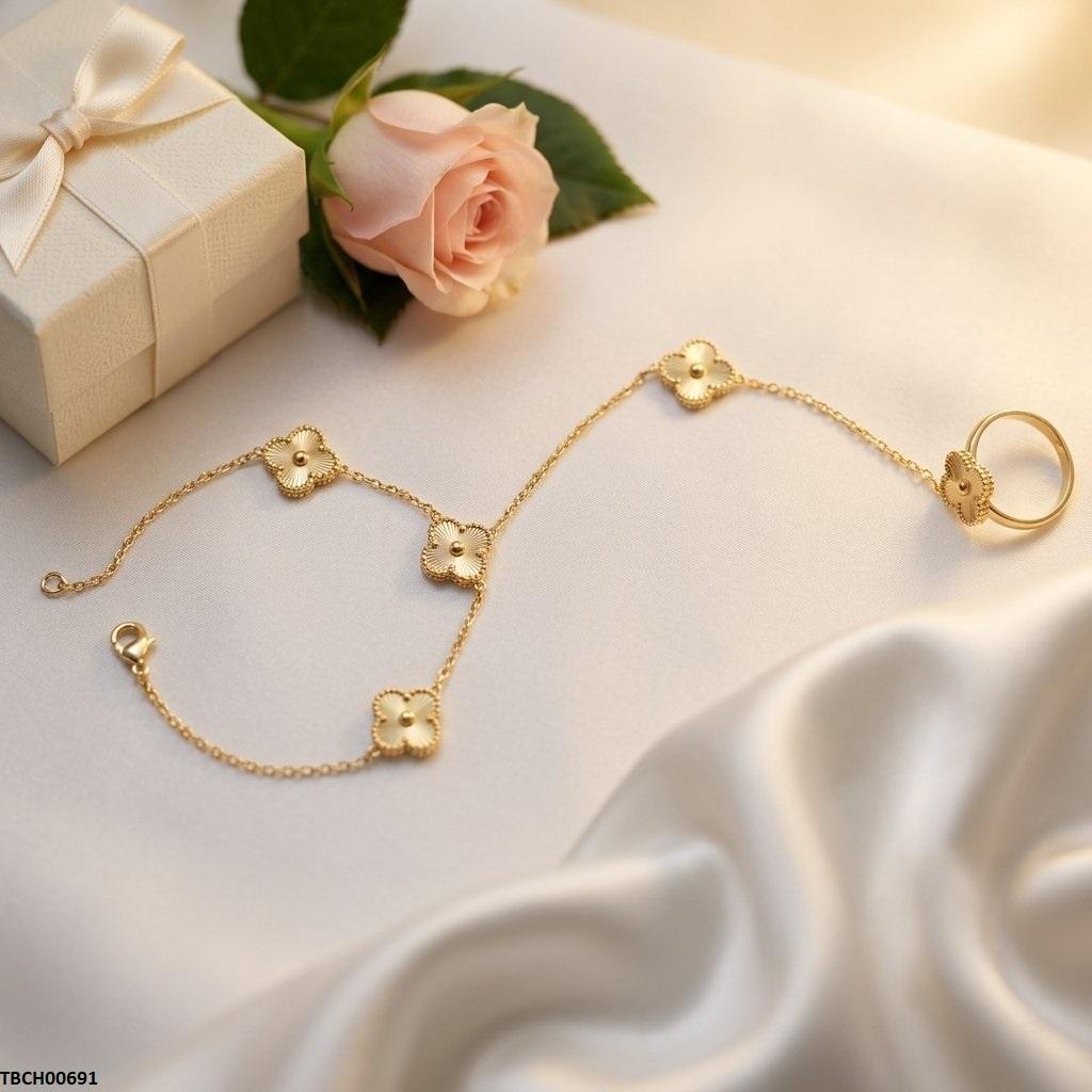 Stainless Steel Flower Angla Bracelet Adjustable
