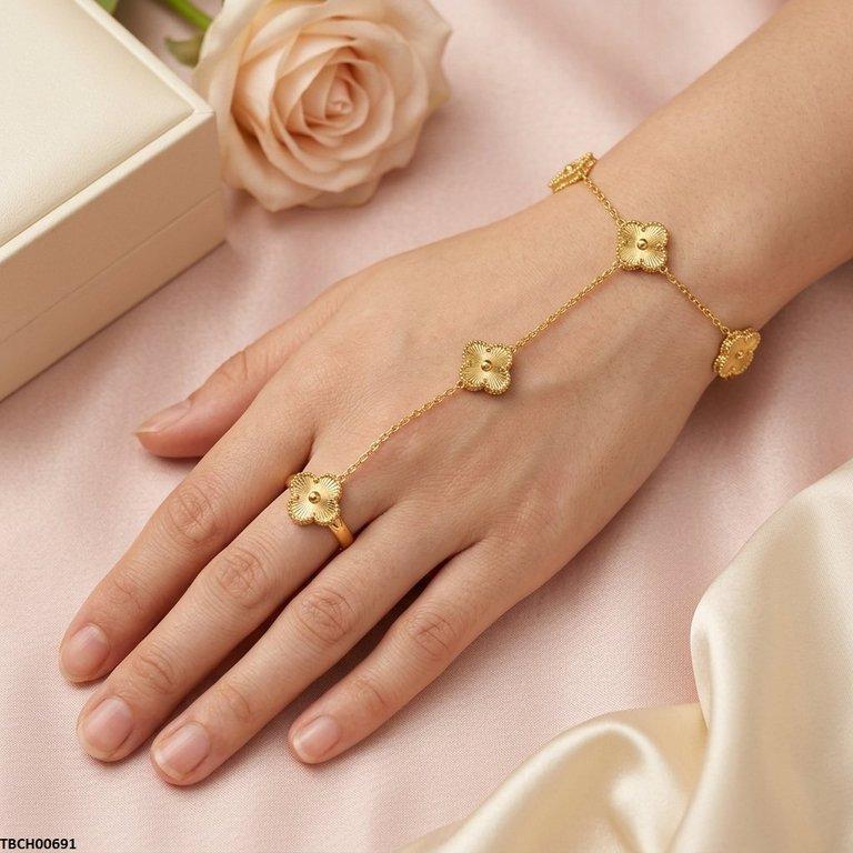 Stainless Steel Flower Angla Bracelet Adjustable