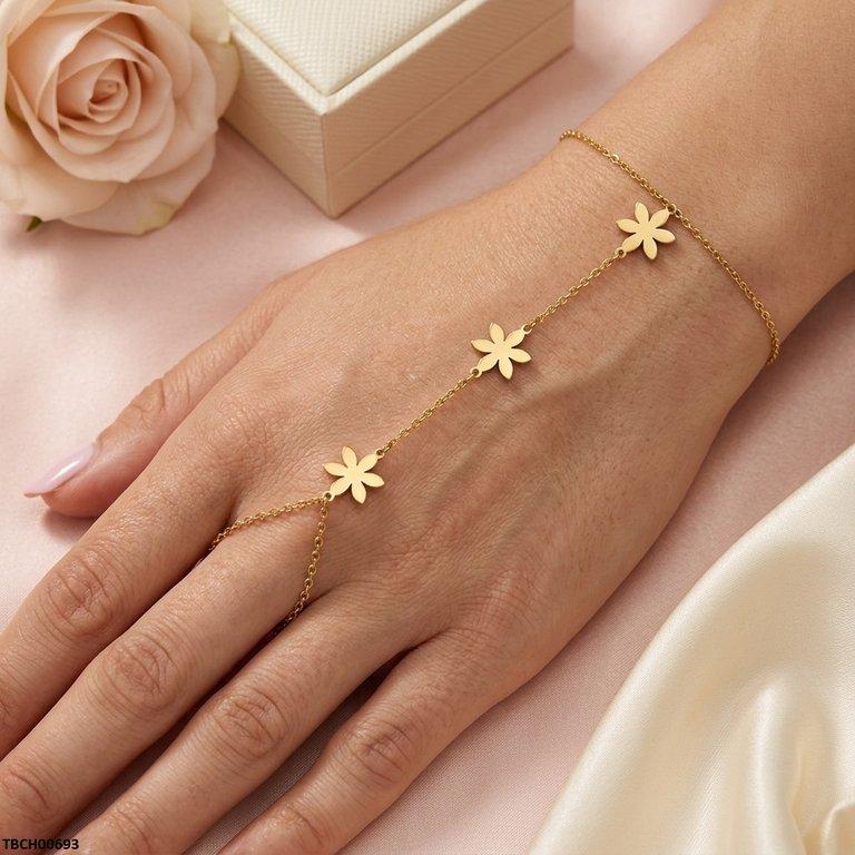 Stainless Steel Flower Angla Bracelet Adjustable