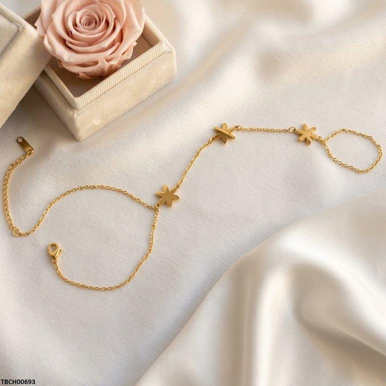 Stainless Steel Flower Angla Bracelet Adjustable