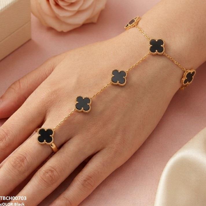 Stainless Steel Flower Angla Bracelet Adjustable