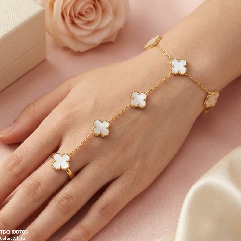 Stainless Steel Flower Angla Bracelet Adjustable