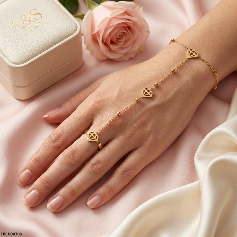 Stainless Steel Diamond Angla Bracelet Adjustable
