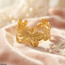 Floral Flower Cuff Stainless Steel Bracelet Adjustable