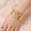 Floral Flower Cuff Stainless Steel Bracelet Adjustable