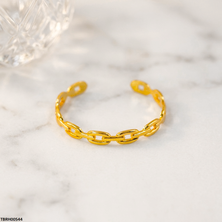 Oval Chain Link Cuff Stainless Steel Bracelet Adjustable