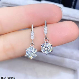 Round Zircon Stone Drop Earrings