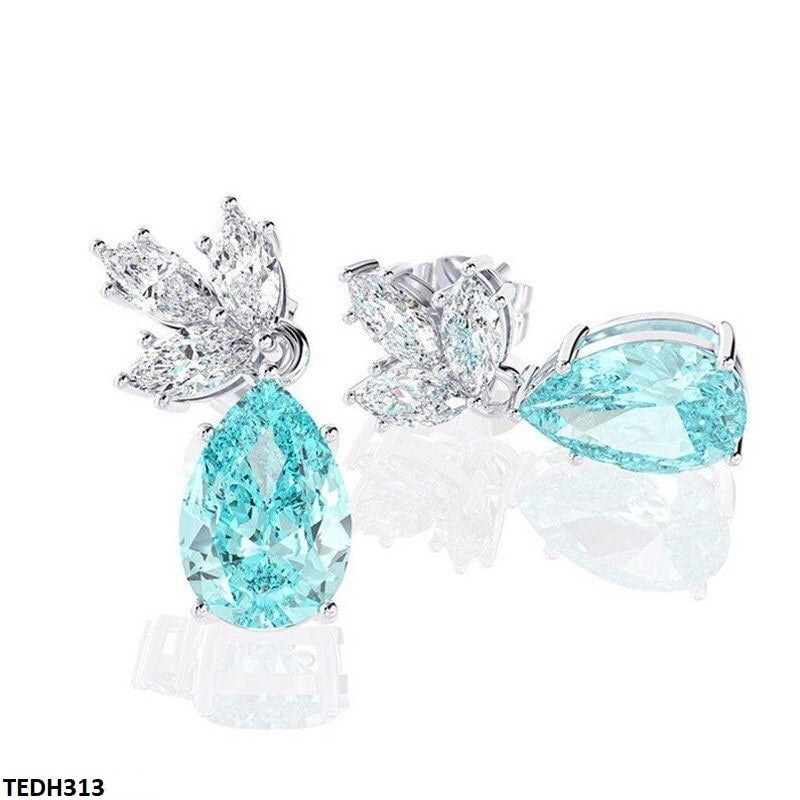 White & Aqua Pear Drop Earrings