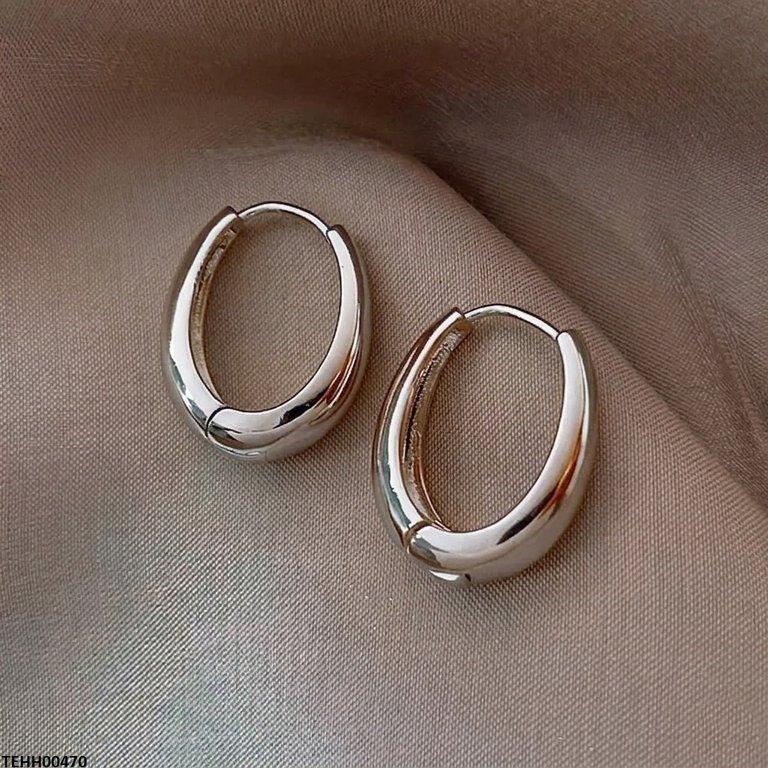 Oval Ear Hoops Pair