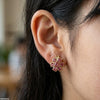 Round Stone Hoops Pair