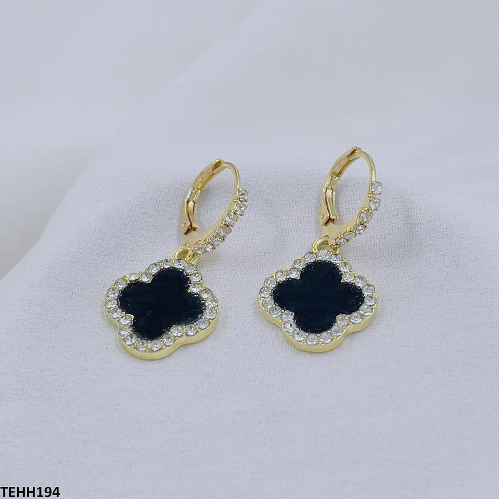 Clover Flower Ear Hoops Pair