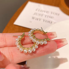 Round Pearl Hoops Pair